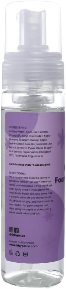 Drby Pet Co. No-Rinse Foaming Cleanser – Quick and Gentle Pet Hygiene (Lavender)