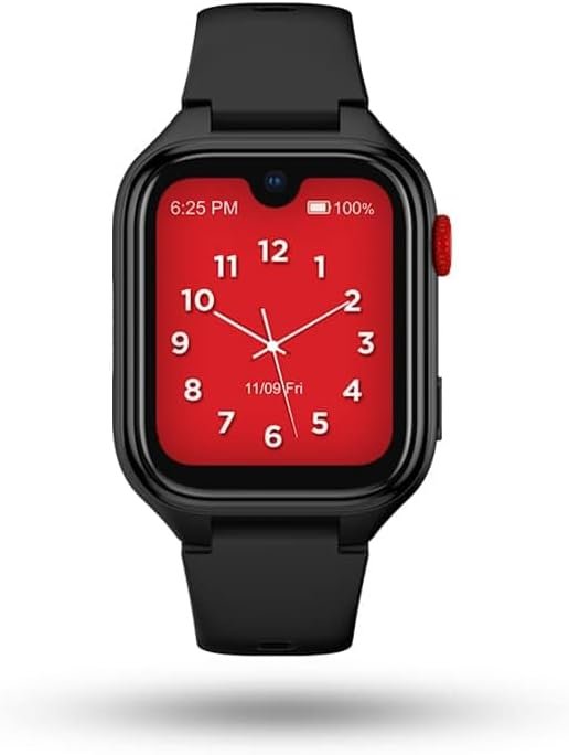 KidsOClock GL50 Kids Smart Watch Amoled Screen with Gorilla Glass, 4G Enabled Video Call, IP67 Water Resistant, HD Camera, 36 Hrs Battery, Remote Monitoring, SOS, Android 8.1 and More (Black)