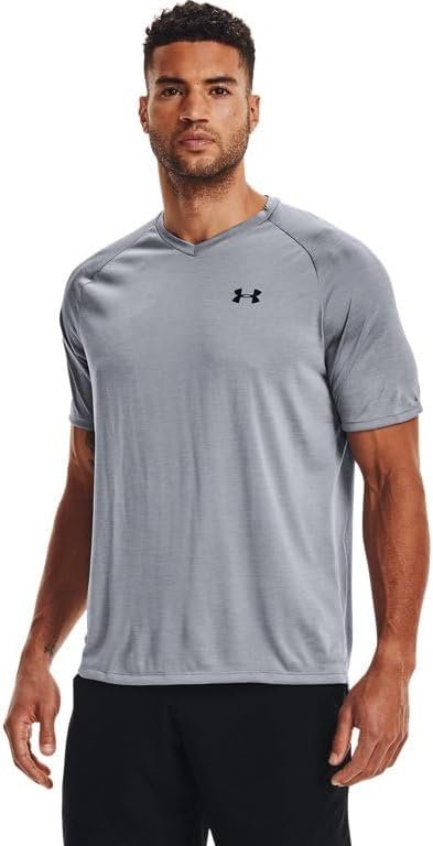 Under Armour Men's Tech 2.0 V-Neck Short-Sleeve T-Shirt, Steel (035)/Black, Large