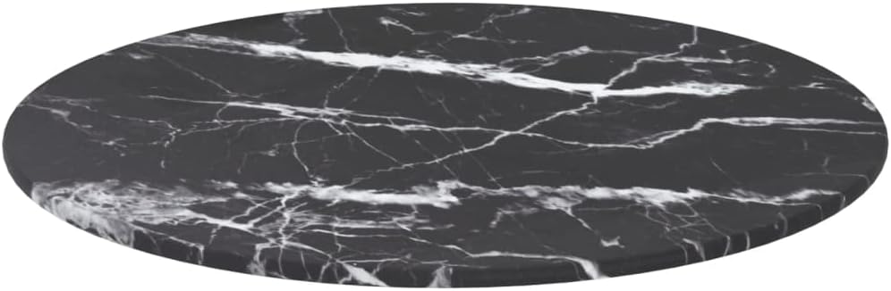 40 cm Black Marble Design Tempered Glass Tabletop - Ideal for Dining Tavoli, Coffee Tables, Garden Tables - Sicuro, durevole, Stylish & Modern Desktop Surface