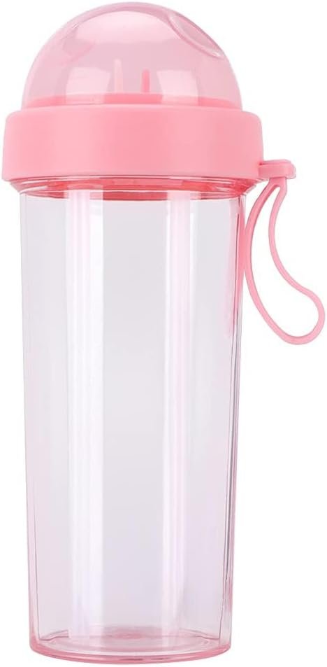 Creative Water Cup, 600ml One Cup of Two Different Drinks Two Straws Couple Portable Coffee and Water Bottle 2 in 1 Split Cups for Drinks Outdoor Drinking Cup for Camping Hiking Travel Office