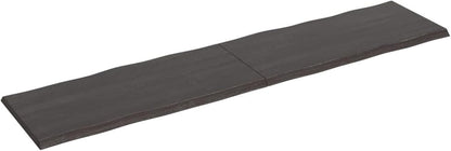 Solid Wood Tabletop, Dark Brown, 220 x 50 x (2-4) cm, Live Edge, Replacement for Kitchen Coffee Table, Dining Table, Desktop Surface, Durable and Stylish