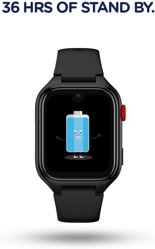 KidsOClock GL50 Kids Smart Watch Amoled Screen with Gorilla Glass, 4G Enabled Video Call, IP67 Water Resistant, HD Camera, 36 Hrs Battery, Remote Monitoring, SOS, Android 8.1 and More (Black)