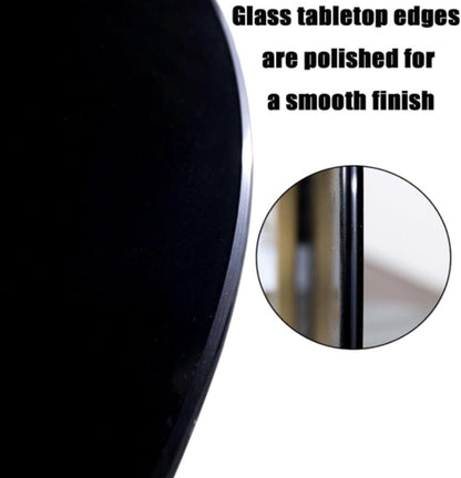 NILZA Round Glass Table Top Tempered Glass Tabletop 1/4" Thick Dining Table Glass Top, Black Polished Edge 15in 20in 24in 32in (Size : 450mm(18In))