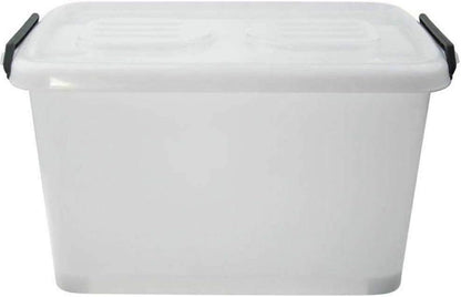 5 x HEAVY DUTY UTILITY STORAGE BINS 55L Stackable Plastic Storage Tub Container Clear Large Storage Box Tote Bin Boxes Bins With Durable Clip on Lid