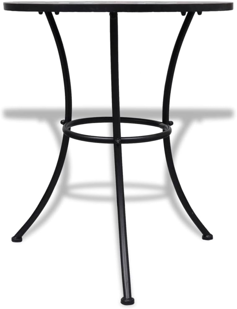 'vidaXL Round Dining Bistro Table, Terracotta and White Ceramic Tabletop, 60cm Diameter, Mosaic Design, Sturdy Iron Frame, Ideal for Balcony or Garden