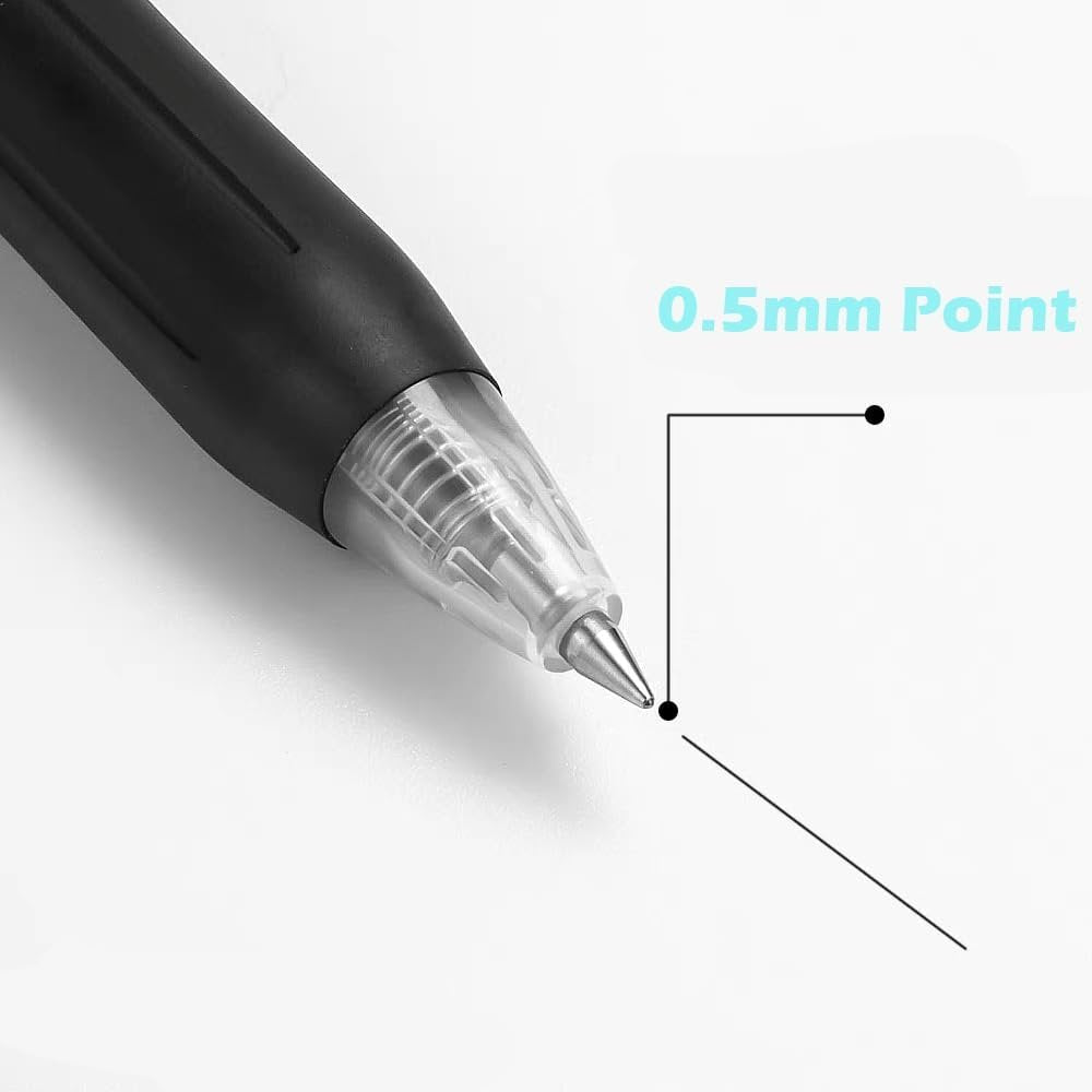 10 PCs Fine Point Retractable Writing Rollerball Pens, Black Gel Ink, 0.5mm Ballpoint Back To School Office Student Art Drawing Sketching Pens Pack of 10