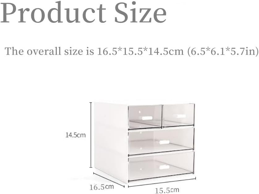 FAMULEI Desk Storage, Makeup Storage Box With 4 Drawers, Cosmetic Storage Organizer, Plastic Office Stationery Supplies Organizers, Desktop Organizer for Office School Home And Bathroom (White)