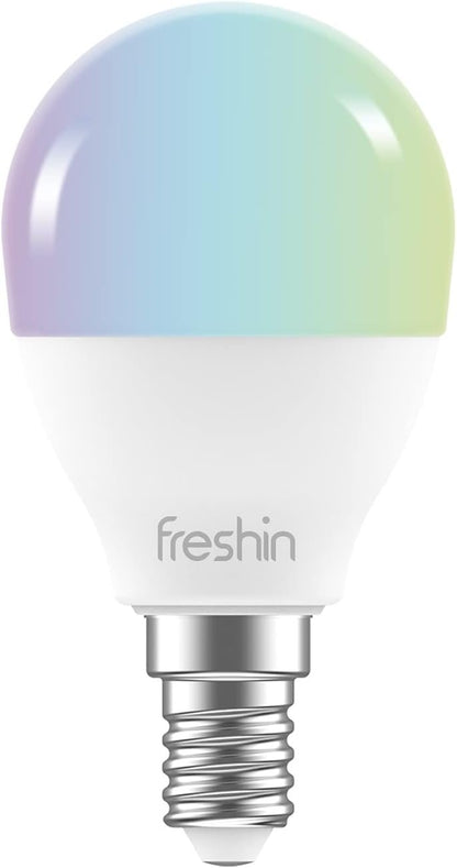 Smart LED WiFi Bulb FRESHIN E14 4.5W RGBCW LED Lamp Bulb Dimmable Light Bulb Color Changeable, Compatible with Alexa, Google Home No Hub Required ï¼ˆ1 Pack,Globe