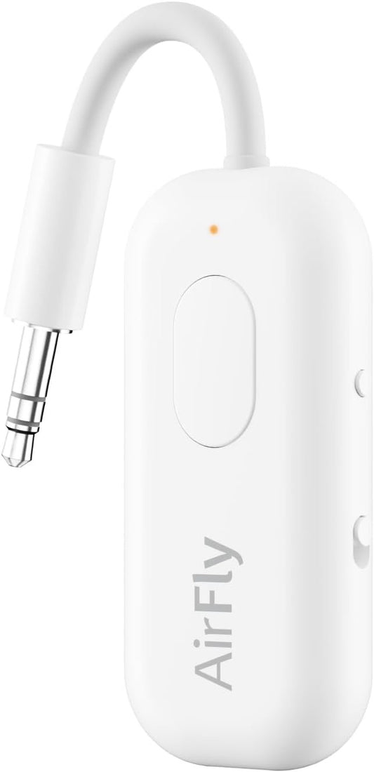 Twelve South 4353 Airfly Pro | Wireless Transmitter/Receiver with Audio Sharing for Up to 2 Airpods/Wireless Headphones to Any Audio Jack for use On Airplanes, Boats or in Gym, Home, Auto