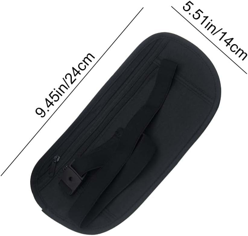 YuanYouTong Travel Money Belt, Passport Holder, Fanny Pack for Women Men, Waterproof Travel Wallet Hidden Waist Bag Outdoor Bum Bag for Cash, Credit Card, Travel Documents and Mobile Phone, Black,