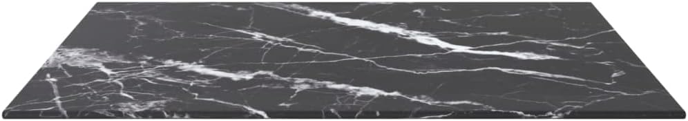 Black Marble Design Tempered Glass Tabletop 60 x 60 cm – Ideal for Dining Tavoli, Coffee Tavoli, Garden Tables – Safe, Durevole, Elegant Furniture Upgrade