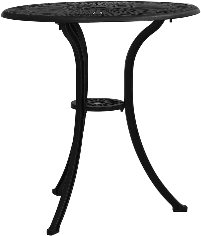 vidaXL Garden Table Outdoor Patio Yard Backyard Restaurant Kitchen Dining Dinner Table Desk Stand Furniture Black 62 cm Cast Aluminium