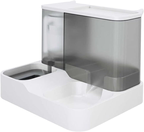 VERAWE Alimentatore automatico per animali domestici, set di ciotole per cibo e acqua 2 in 1, fontana d'acqua automatica e dispenser di cibo
