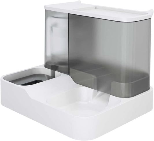 VERAWE Alimentatore automatico per animali domestici, set di ciotole per cibo e acqua 2 in 1, fontana d'acqua automatica e dispenser di cibo