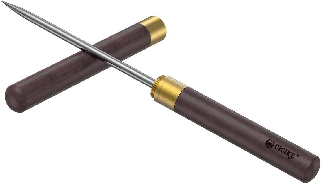Stainless Steel Ice Pick with Safety Cover, Pick Tool for Breaking Ice, Non-slip Wooden Handle for Easy to Grip, 9 Inches Length (Pack of 1)