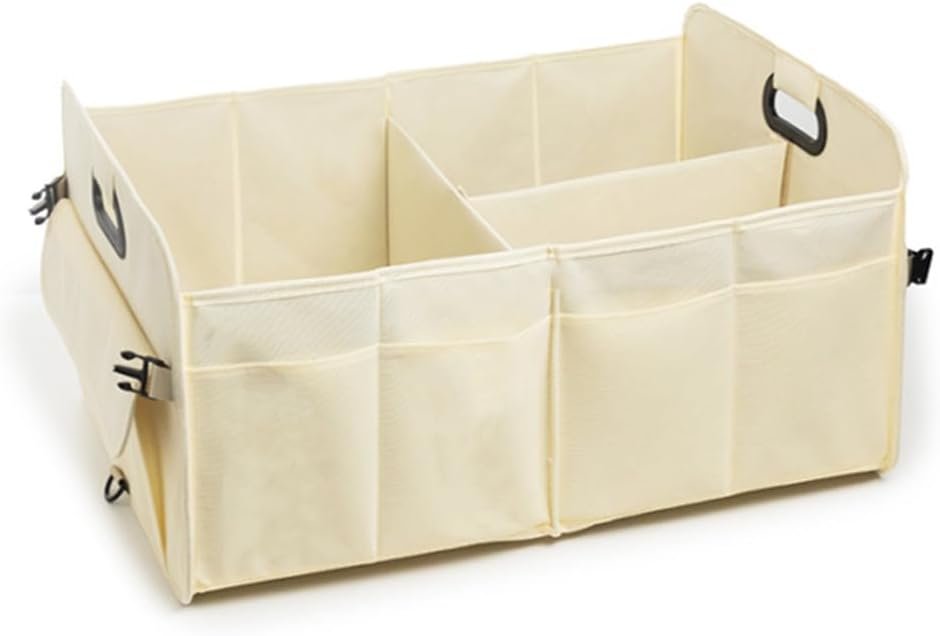 Naisfei Car Trunk Organizer, Vehicle Boot Storage Bag, Super Capacity Seatback Collapsible Adjustable Compartment Reinforced Handles Trunk Tidy Cargo Organiser (21.6 x 12.6 x 12.6 inches)