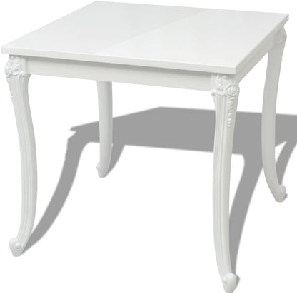 vidaXL Contemporary Glossy White Dining Table - Space-Saving Square Shape Lightweight Plastic Legs in Modern Style