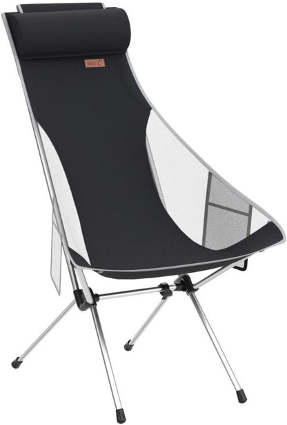 Nice C Camping Chair, Chaise Camping, Folding Chair High Back, Backpacking Chair, Compact & Heavy Duty Outdoor, Travel, Picnic, Festival with 2 Side Pockets, Pillow &Carry Bag (Set of 2 Dark)
