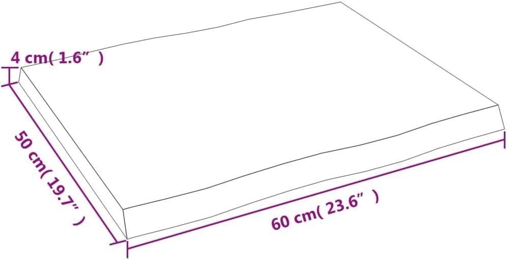 Solid Oak Table Top 60 x 50 cm – Unfinished Wood Replacement for Kitchen Coffee Table, Dining Table, Desk, Gold Countertop – Perfect for DIY Home Projects