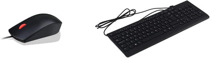 Lenovo 4Y50R20863 Essential USB Mouse and Lenovo 300 USB Keyboard (GX30M39655) | Wired Ergonomic Bundle