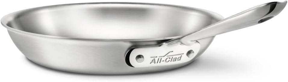 All-Clad BD55112 D5 Brushed 18/10 Stainless Steel 5-Ply Bonded Dishwasher Safe Fry Pan Saute Pan Cookware, 12-Inch, Silver