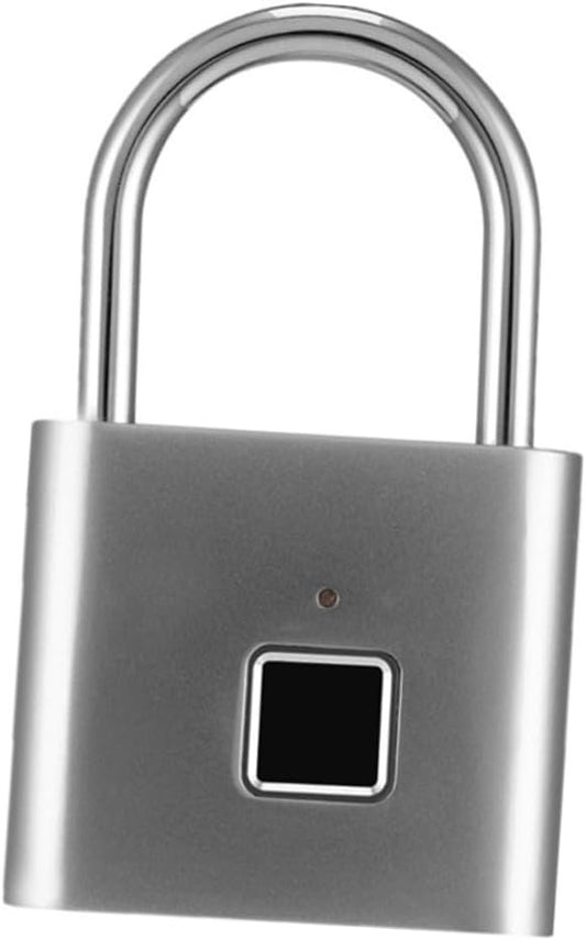 Healvian Intelligent Fingerprint Password Lock for Luggage and Suitcases Silver Fingerprints Durable Hanging Lock for Enhanced Security Easy Password Setup for Travel and Storage