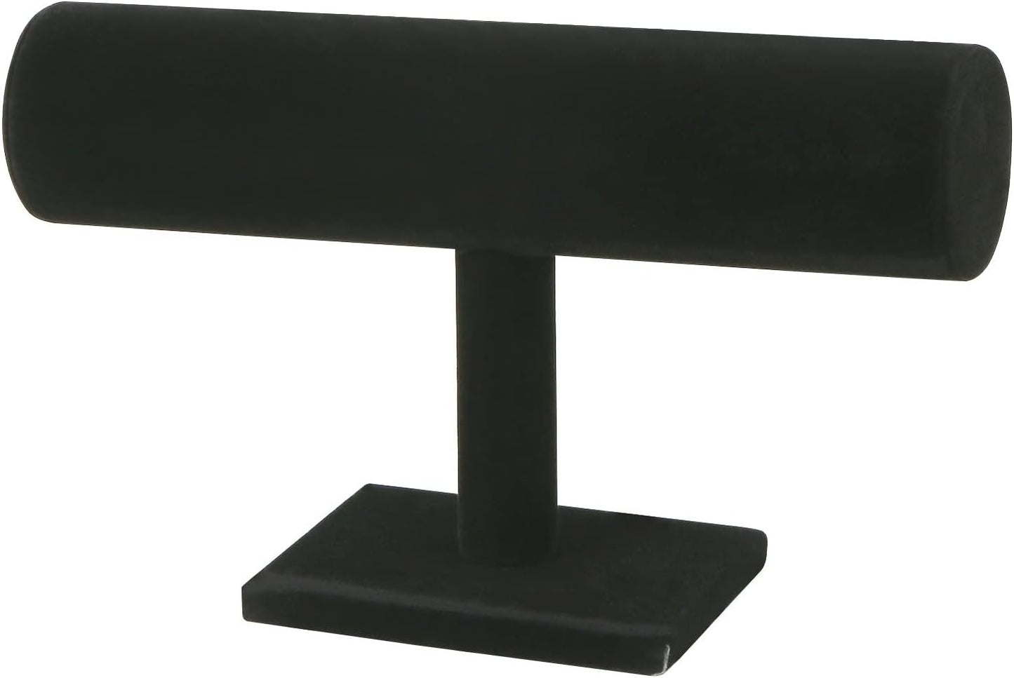 CABAX Velvet Wood One Tier Bracelet Bangle Hovering T-Bar Bracelet Holder Necklace Jewelry Display Stand for Malls Home Organization, Black