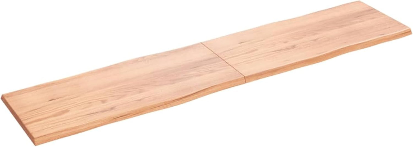 Solid Treated Wood Board with Live Edge, Light Brown, 220 x 50 x (2-4) cm, Replacement Tabletop for Coffee Table, Dining Table, Kitchen Counter, Desktop Surface