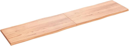 Solid Treated Wood Board with Live Edge, Light Brown, 220 x 50 x (2-4) cm, Replacement Tabletop for Coffee Table, Dining Table, Kitchen Counter, Desktop Surface