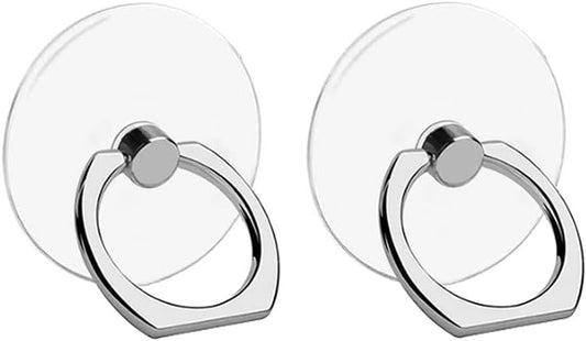 VOVIGGOL Transparent Phone Ring Holder Stand 2 Pcs, 360° Rotation Cell Phone Ring Holder Mobile Finger Kickstand Hand Phone Grip for iPhone, Clear Phone Ring for Phone Case (Round)