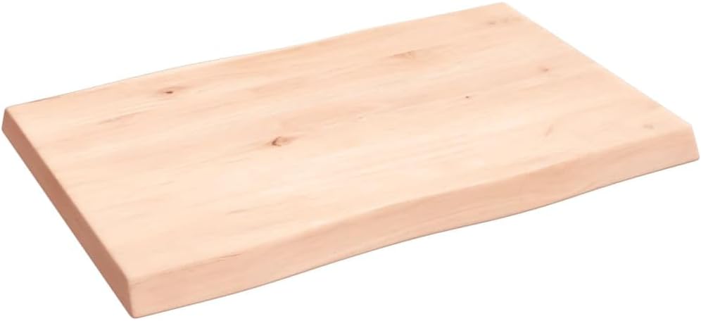Homgoday 60x40 cm Solid Oak Tabletop, Raw Wood, Live Edge Design, Replacement Coffee Table, Kitchen Dining Table, Desktop Surface - Durevole & Stylish