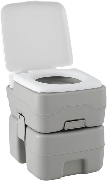 Weisshorn Portable Toilet, 20L Camping Toilets Flush Travel Squatty Potty Outdoor Camp Hiking Caravan Car Boating Fishing Gear, 50 Flushes Waste Tank Grey