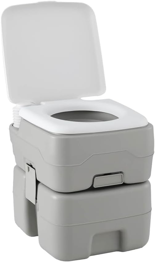 Weisshorn Portable Toilet, 20L Camping Toilets Flush Travel Squatty Potty Outdoor Camp Hiking Caravan Car Boating Fishing Gear, 50 Flushes Waste Tank Grey