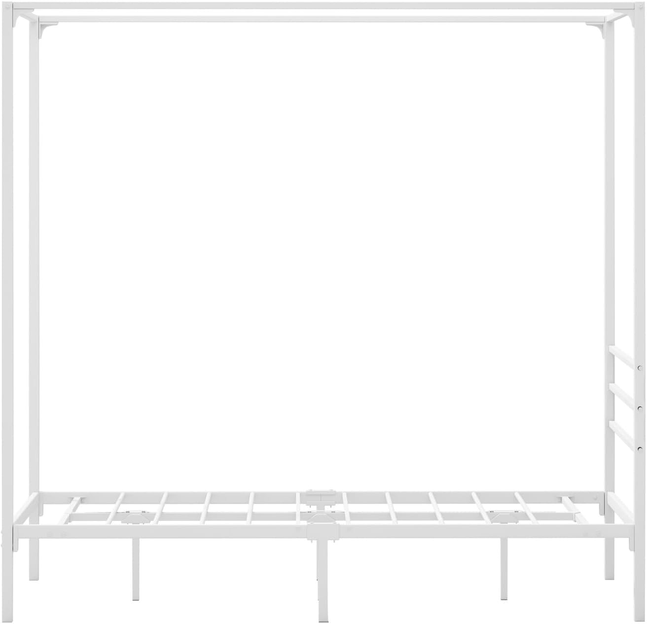 Oikiture Bed Frame Single Size Canopy Metal Bed Base White