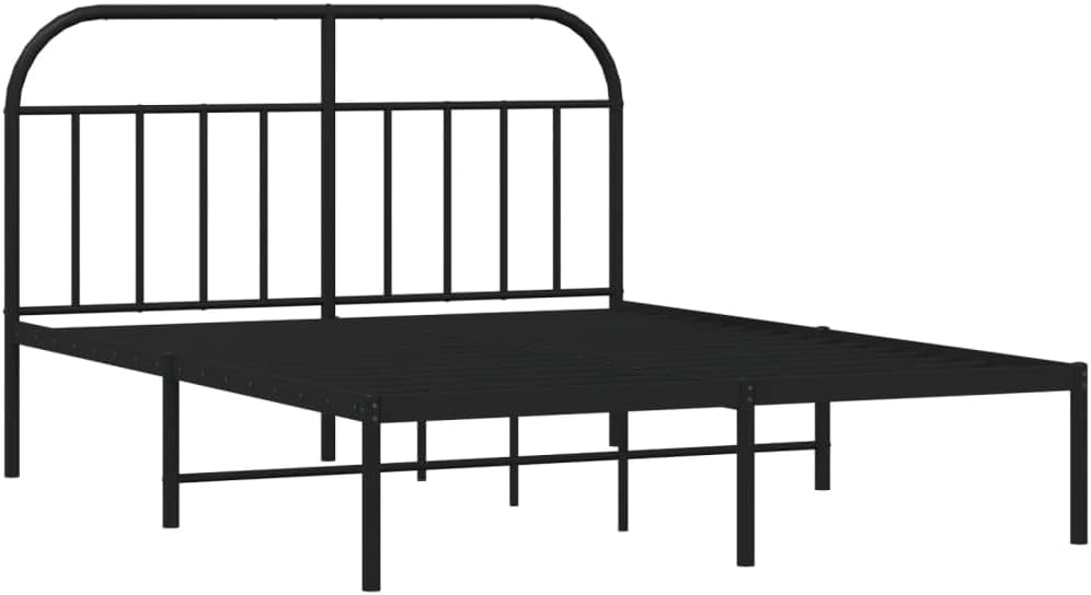 Lechnical Bed Frame with Black Metal Headboard, 140 x 190 cm, Furniture, Beds and Accessories, Beds and Frames for Beds