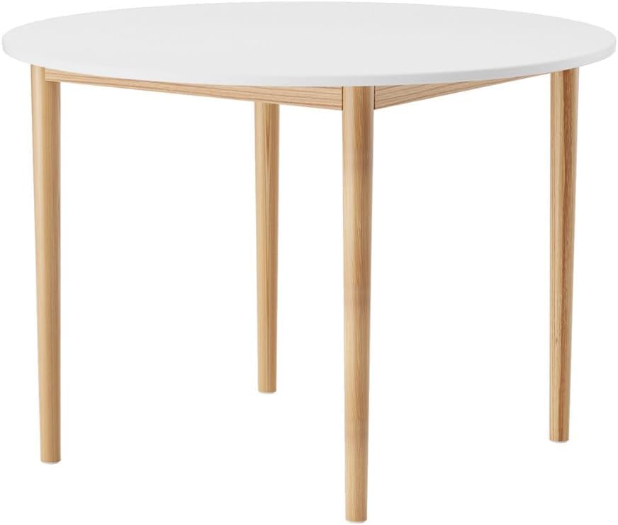 Artiss Dining Table, 108cm Round White Coffee Tables Side Wooden Buffet Desk Lounge Desks Home Living Room Bedroom Kitchen Office Cafe Restaurant Furniture, 4 Seater Pine Wood Legs