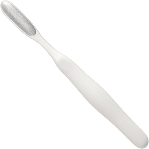 Foot File, Callus Remover, Reusable Stainless Steel, Cracked Skin Tool, Built-In Toe Cleaning Brush for Home or Salon Pedicure Care Routine, 7.4x0.7 Inches White 1 Piece