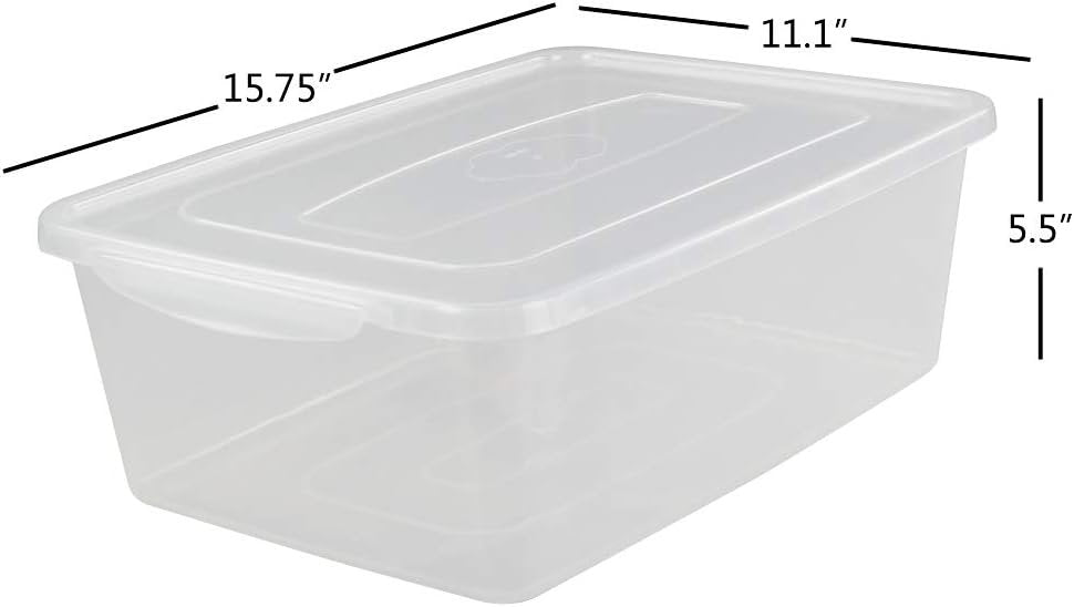 Anbers 16 Quart Clear Latching Storage Containers with Lid, Plastic Storage Box, 2 Packs