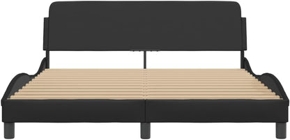 vidaXL Elegant Black Faux Leather Bed Frame with Headboard, Sturdy Legs & Plywood Slats, Luxurious & Durable Bedroom Furniture, 152x203 cm