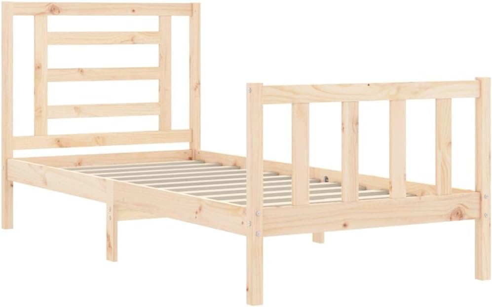 FIRBNUS Bed Frame with Headboard 90 x 200 cm Solid Wood Headboard Single Headboard Bed Frame Single Bed Frame Single Bed Frame Single Bed Frame
