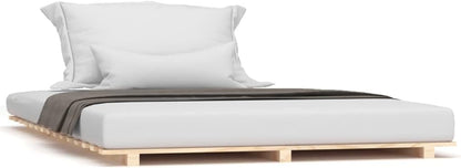 Solid Wood Pine Bed Frame - Queen Size Platform with Wooden Slats, Sturdy Low Profile Base, Fits 153x203 cm Mattress (Mattress Not Included), Modern Design