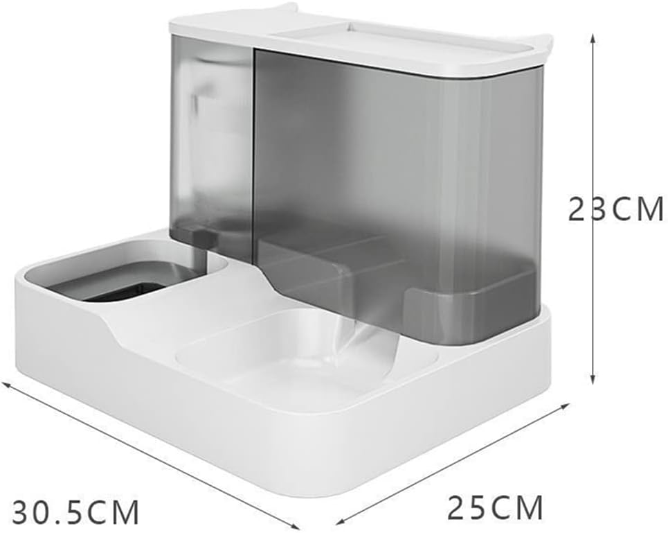 VERAWE Alimentatore automatico per animali domestici, set di ciotole per cibo e acqua 2 in 1, fontana d'acqua automatica e dispenser di cibo
