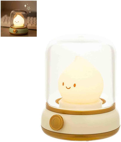 Cute Chibi Flame Lamp, Cozy Lights Mimics Flickering Flame, Rechargeable Mimics Flickering Flame Effect Light, Silicone Kerosene Ambience Light, 2 Modes Dimming Effect Ambience Light (White)