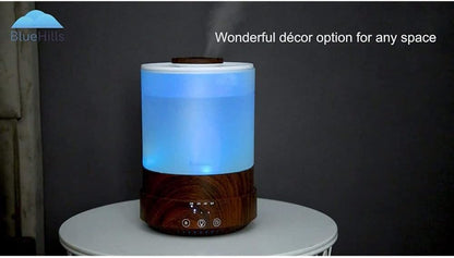 BlueHills Premium 2500 ML XL Essential Oil Diffusers - 30 Hr Run Aromatherapy Diffuser & Air Humidifier Mist for Large Room - 7 LED Colors Oil Diffuser Essential Oils for Home w/Auto Shut Off - F003