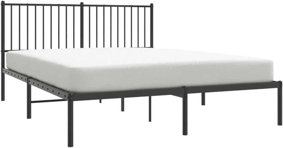 TALCUS Set di mobili - Struttura letto in metallo con testiera, 160 x 200 cm, colore: Nero