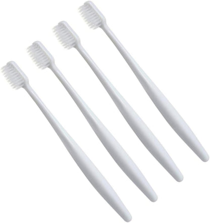 BCOATH 4Pcs Fine Hair Toothbrush for Adults Bleeding Bristles Ergonomic Natural Handle for Gentle Cleaning Gum Care Random Colors Grey Blue Random Color