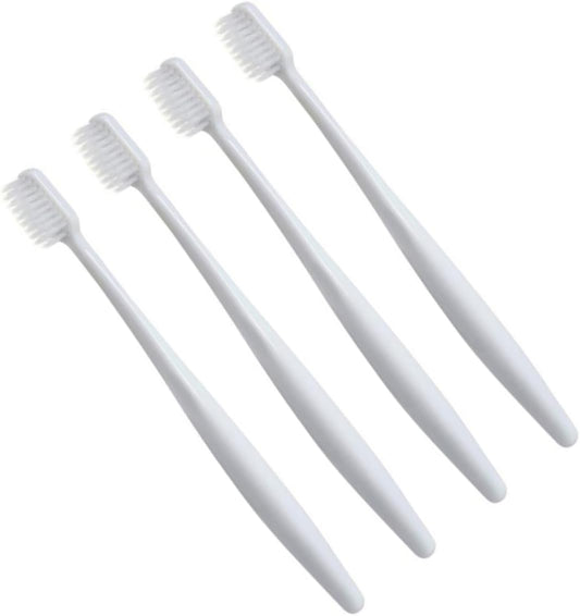 BCOATH 4Pcs Fine Hair Toothbrush for Adults Bleeding Bristles Ergonomic Natural Handle for Gentle Cleaning Gum Care Random Colors Grey Blue Random Color