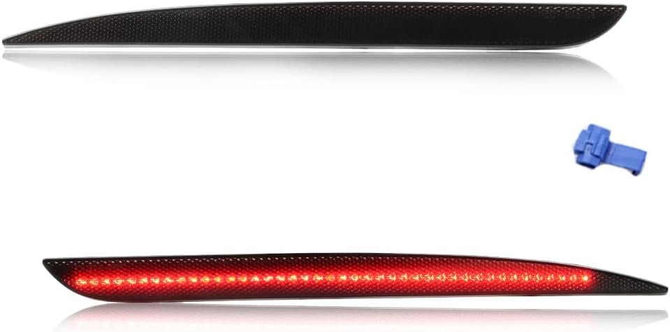 ATROVI LED Rear Bumper Reflector Light for 2015-up Chrysler 300, Replace OEM Rear Bumper Reflector Smoked Lens 90-SMD Red LED Tail Brake Fog Lamps Reflector Light Kit, 2 PCS