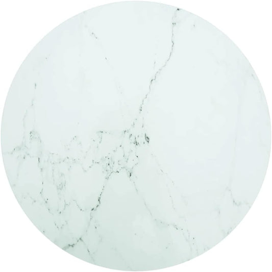 White Marble Design Tempered Glass Tabletop Ø90 x 1 cm – Durable and Safe for Dining Tables, Center Tables, Garden Tables, and Desks – Stylish and Elegant Home Decor.